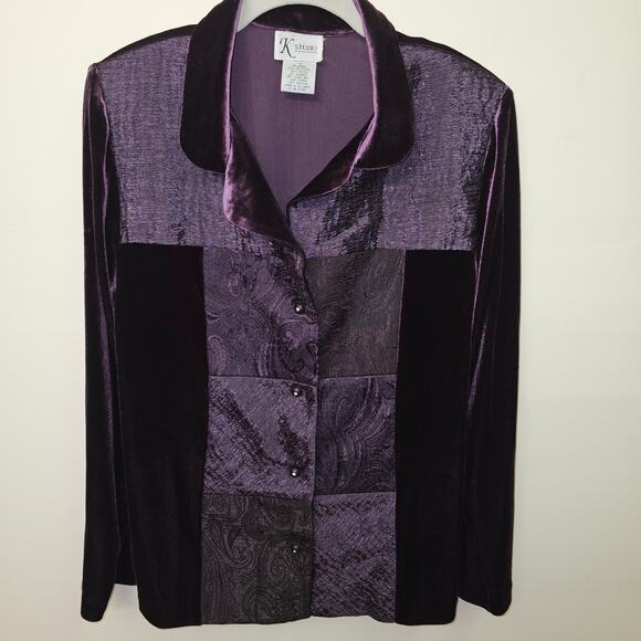 K Studio 2pc Velvet Jacket Dress Set Eggplant Purple Black Holiday Formal 12 - Picture 8 of 8
